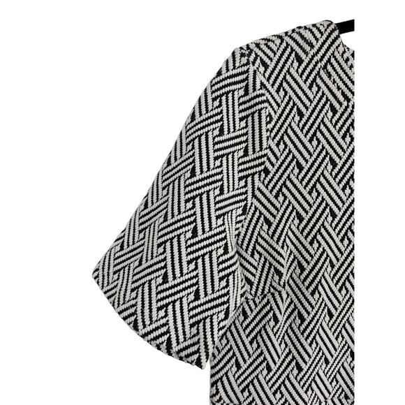 Leota Dress pullover short sleeve textured gray white Medium M - Picture 2 of 4